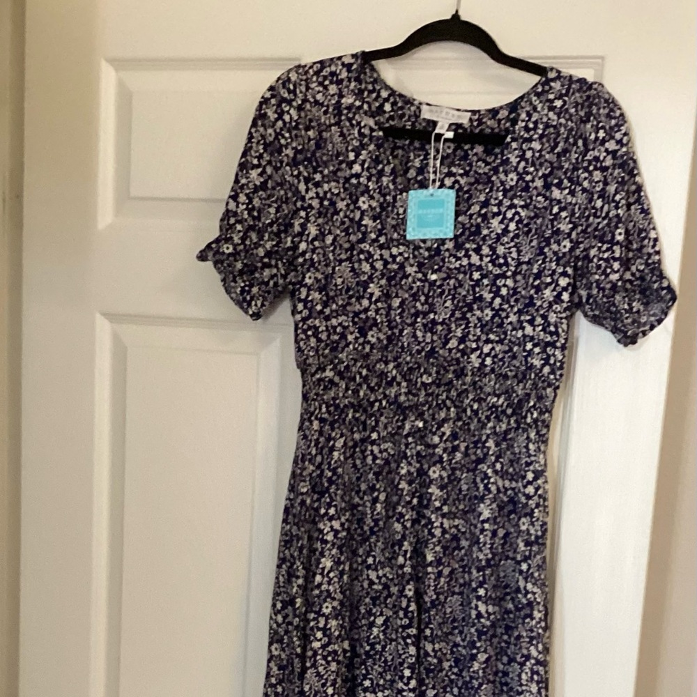 Floral Maxi Dress in Navy and White